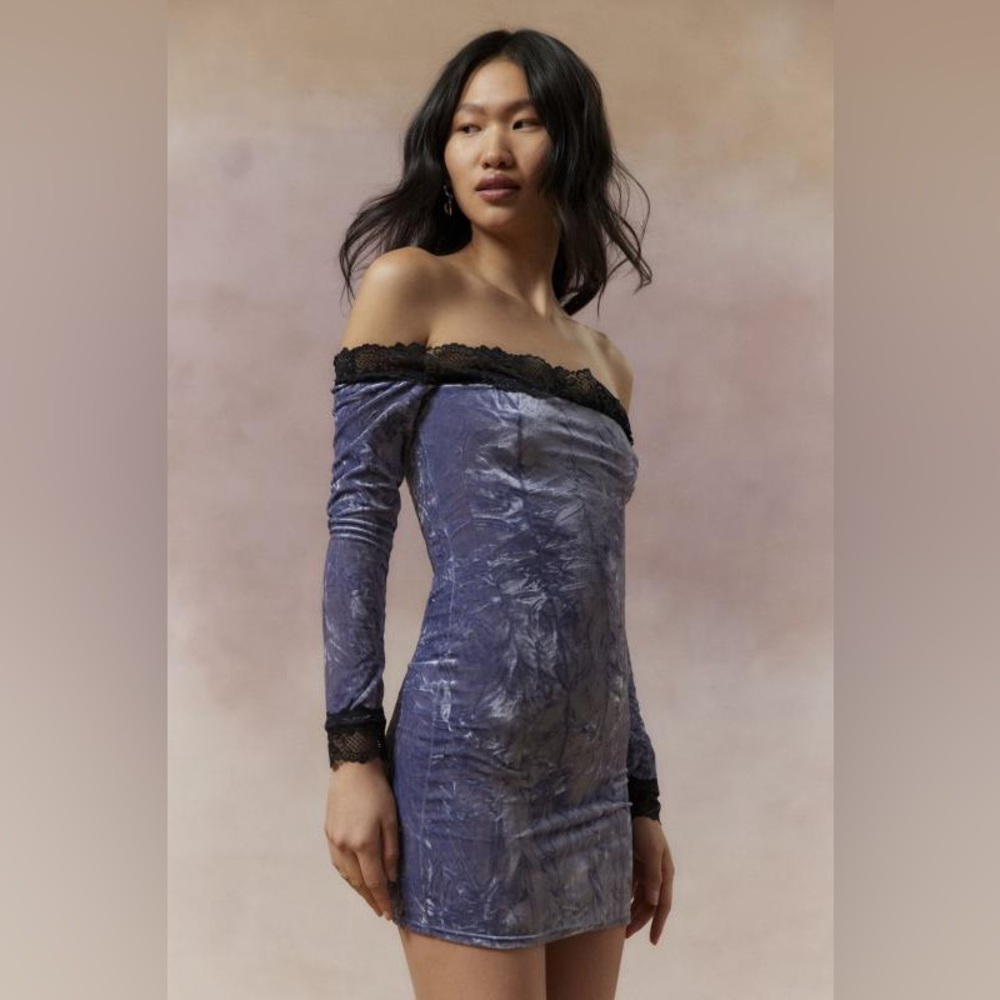 Urban Outfitters Purple Off-Shoulder Mini Dress